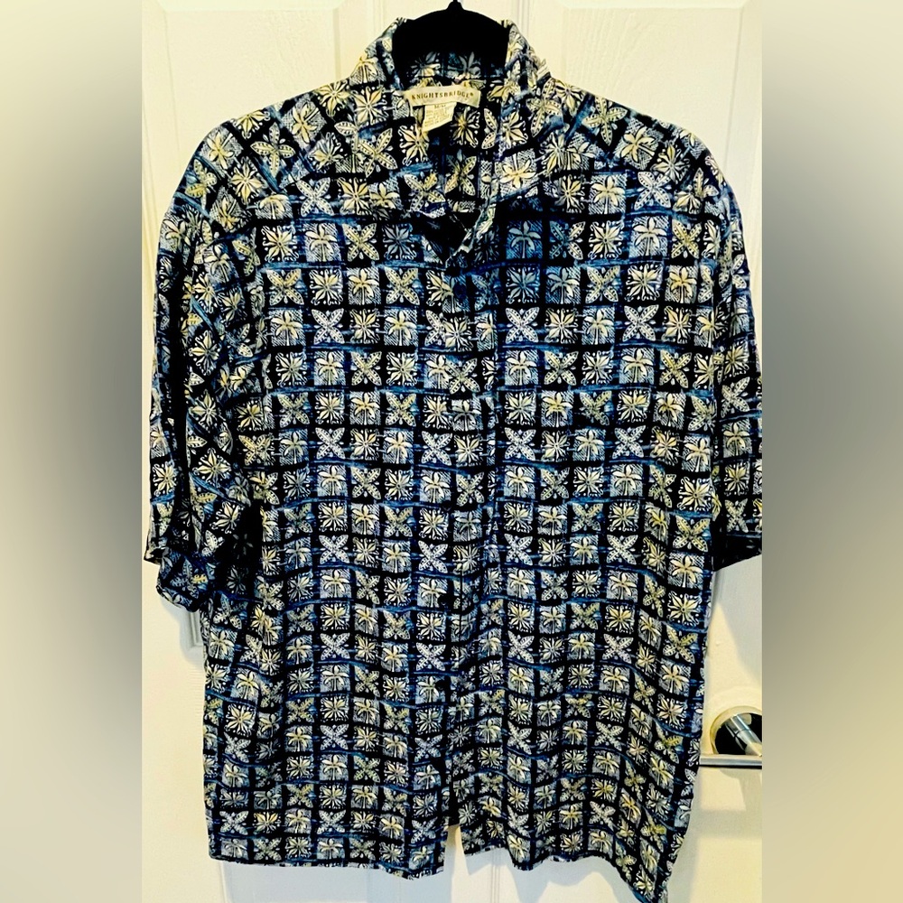 Knights Bridge* Men's Short Sleeve Button Down Straight Hem Pocket Shirt size M